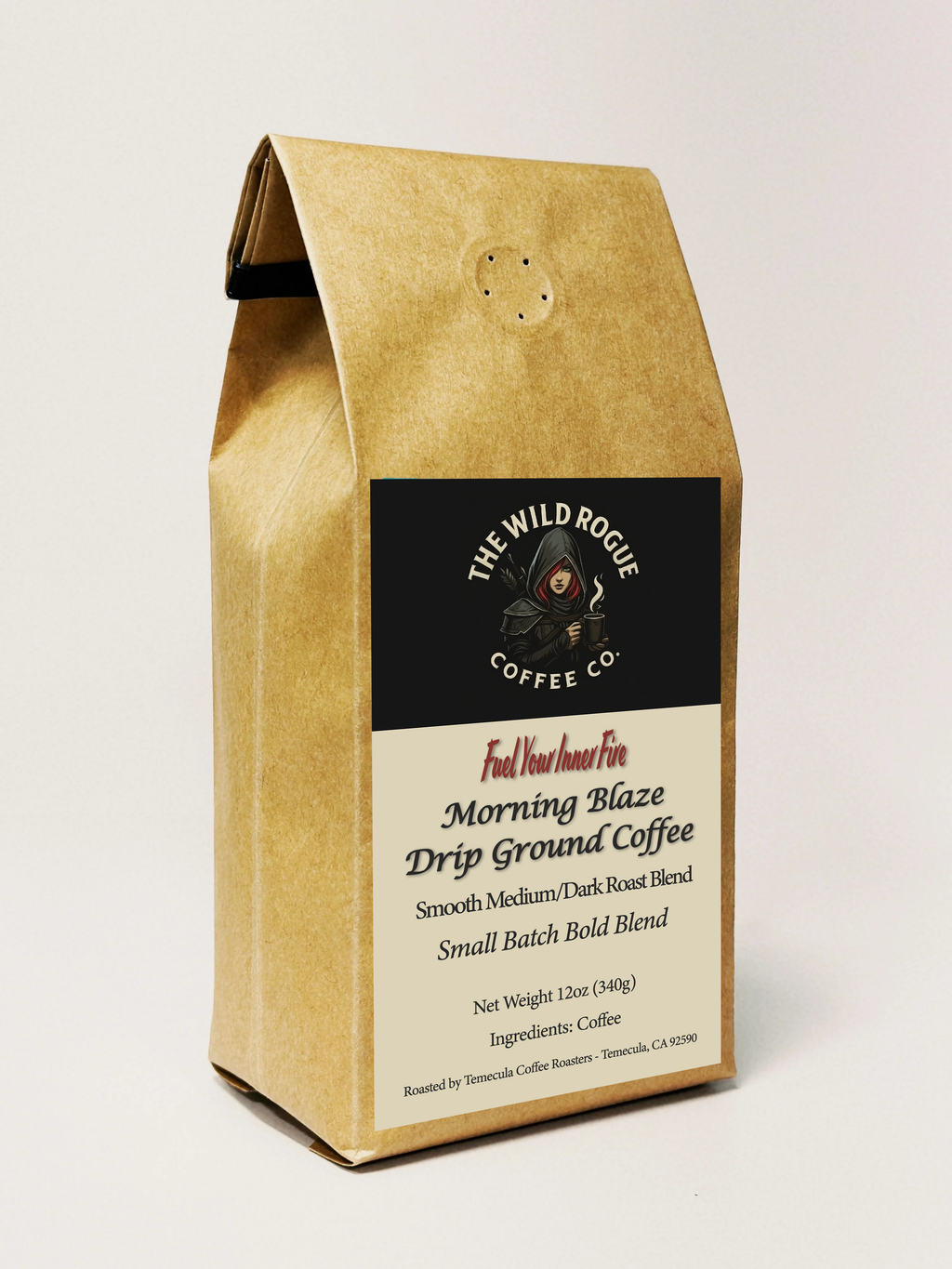 Morning Blaze – Medium Dark Roast Coffee Blend (12oz) Drip Ground or Whole Bean